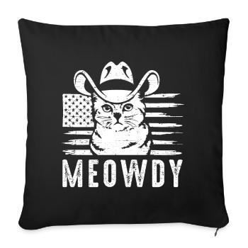 Meowdy Drapeau américain Texas Cat Meow Howdy - Housse de coussin décorative 45 x 45 cm - noir - Devant