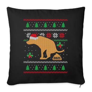 Weihnachtspullover lustig Hund Weihnachten - Sofakissenbezug 45 x 45 cm - Schwarz - Vorne