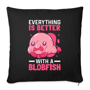 Mieux avec les mèmes blobfish laids blobfish - Housse de coussin décorative 45 x 45 cm - noir - Devant
