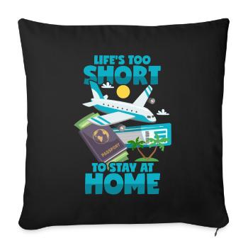 Travel Saying Holiday Airplane Travel Adventure - Sofa pillowcase 17,3'' x 17,3'' (45 x 45 cm) - black - Front