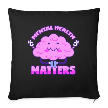Santé mentale Thérapie psychique Cerveau - Housse de coussin décorative 45 x 45 cm - noir - Devant