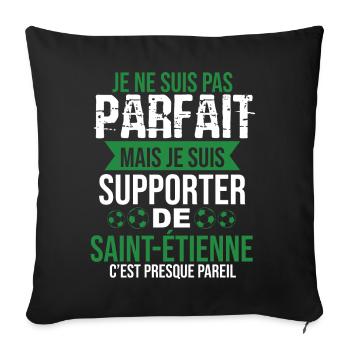 Cadeau Supporter Saint Étienne Foot Stéphanois - Housse de coussin décorative 45 x 45 cm - noir - Devant