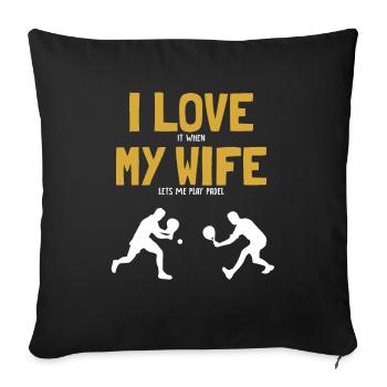 J'Aime Ma Femme Padel Tennis Padel Tennis Padel - Housse de coussin décorative 45 x 45 cm - noir - Devant