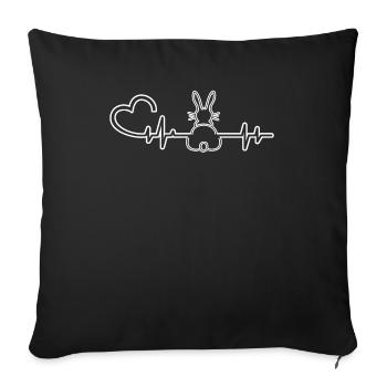 ECG ligne de cœur de lapin avec cadeau de cœur - Housse de coussin décorative 45 x 45 cm - noir - Devant