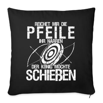 Recurvebogen Langbogen Bogenschießen - Sofakissenbezug 45 x 45 cm - Schwarz - Vorne