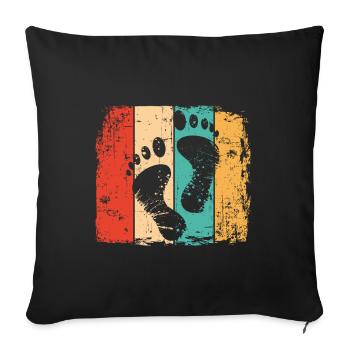 Barefoot footprint vintage - Sofa pillowcase 17,3'' x 17,3'' (45 x 45 cm) - black - Front