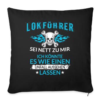 Lustiger Lokführer Eisenbahn Unfall Aussehen - Sofakissenbezug 45 x 45 cm - Schwarz - Vorne