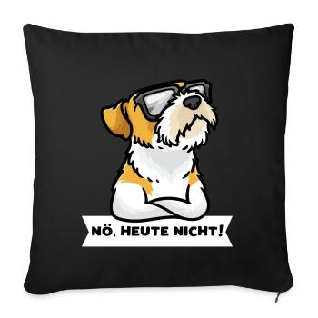 Sturer Kromfohrländer Hund lustig - Sofakissenbezug 45 x 45 cm - Schwarz - Vorne