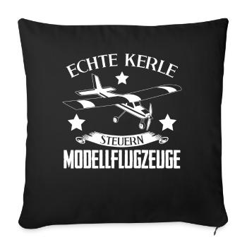 Modellflug Modellflugzeug Modellbauer - Sofakissenbezug 45 x 45 cm - Schwarz - Vorne