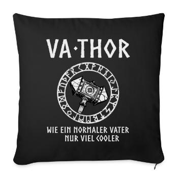 Vathor Va-Thor Père Thor Hammer Viking Papa Papa - Housse de coussin décorative 45 x 45 cm - noir - Devant