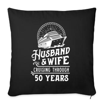 Mari et femme Partenaires de croisière 50 ans 50e - Housse de coussin décorative 45 x 45 cm - noir - Devant