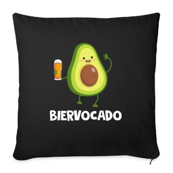 Biervocado Avocado Bier Party Alkohol Biertrinker - Sofakissenbezug 45 x 45 cm - Schwarz - Vorne