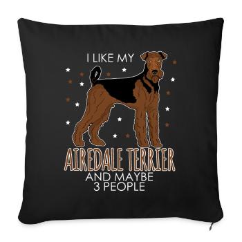 Airedale Terrier Hunde Airedale-Terrier - Sofakissenbezug 45 x 45 cm - Schwarz - Vorne