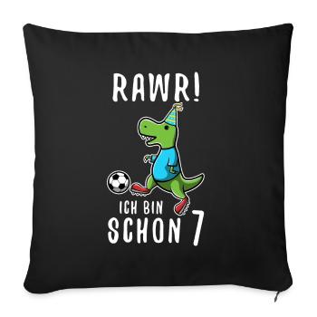 Ich bin schon 7 Dino - Sofakissenbezug 45 x 45 cm - Schwarz - Vorne