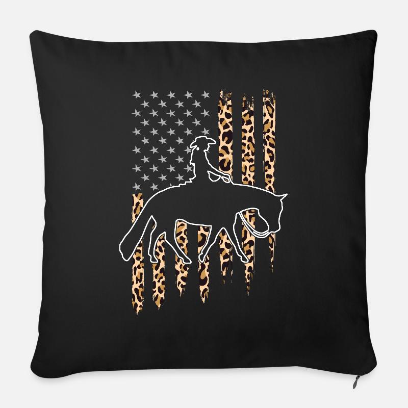 Pleasure Pferd & Westernreiterin Westernreiten - Sofakissenbezug 45 x 45 cm - Schwarz