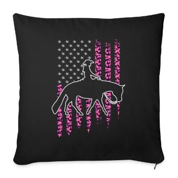 Pleasure Pferd & Westernreiterin Westernreiten - Sofakissenbezug 45 x 45 cm - Schwarz - Vorne