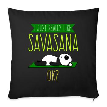 Savasana Panda Panda Bear Yoga - Housse de coussin décorative 45 x 45 cm - noir - Devant