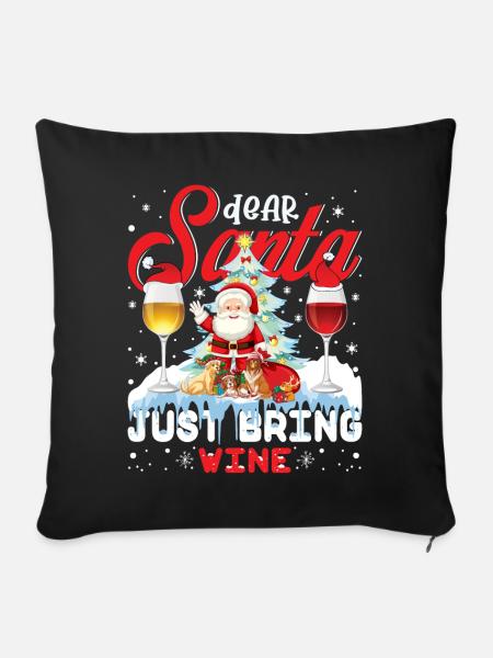 Weihnachten - Dear Santa - Sofakissenbezug 45 x 45 cm - Schwarz