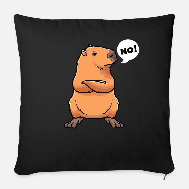 Capybara Wasserschwein - Sofakissenbezug 45 x 45 cm - Schwarz