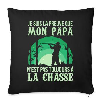 Enfant De Chasseur Cadeau Fils Fille Humour - Housse de coussin décorative 45 x 45 cm - noir - Devant