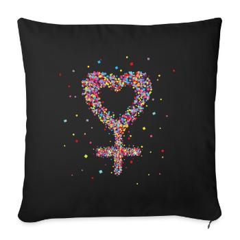Heart Female Blue Symbol Pregnancy - Sofa pillowcase 17,3'' x 17,3'' (45 x 45 cm) - black - Front