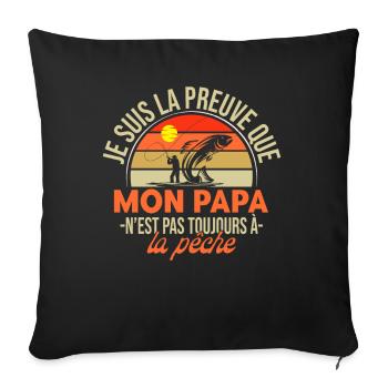 Fils De Pêcheur Humour Fille Naissance Cadeau - Housse de coussin décorative 45 x 45 cm - noir - Devant