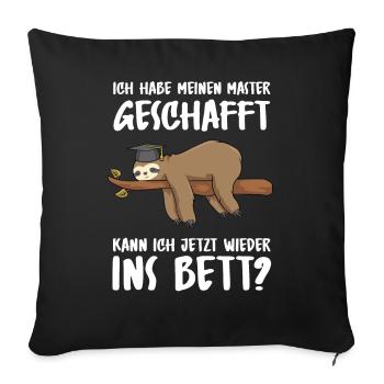 Master geschafft Abschluss 2022 Abifeier Faultier - Sofakissenbezug 45 x 45 cm - Schwarz - Vorne
