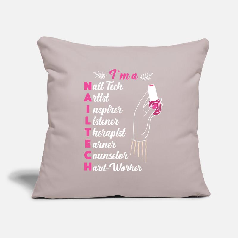 Nail Tech Devis Travail Ongle Uniforme Housse de coussin décorative 45 x 45 cm
