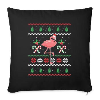 Christmas Santa Flamingo Xmas Pink Bird Animal - Sofa pillowcase 17,3'' x 17,3'' (45 x 45 cm) - black - Front