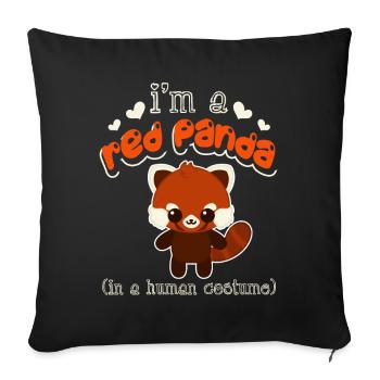 Red Panda Red Panda In Human Costume - Sofa pillowcase 17,3'' x 17,3'' (45 x 45 cm) - black - Front