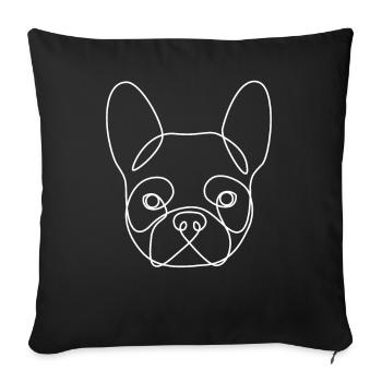 Bulldog Dog Line Art Cadeau d’art abstrait - Housse de coussin décorative 45 x 45 cm - noir - Devant