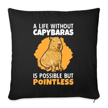 La vie sans Capybara Amérique du Sud Capybara Capybara - Housse de coussin décorative 45 x 45 cm - noir - Devant