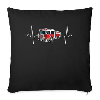 Battements de cœur des pompiers - Housse de coussin décorative 45 x 45 cm - noir - Devant