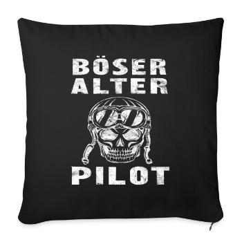 Böser Alter Pilot Flugzeug Flieger Piloten - Sofakissenbezug 45 x 45 cm - Schwarz - Vorne