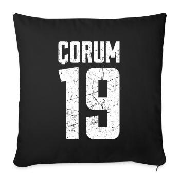 Corum 19 Turkey Turkiye TR Gift Holiday Turk - Sofa pillowcase 17,3'' x 17,3'' (45 x 45 cm) - black - Front