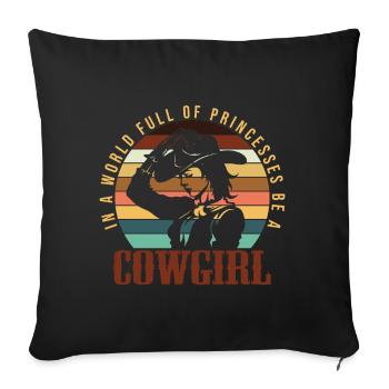 Cowgirls Chevaux Western Riding Gift - Housse de coussin décorative 45 x 45 cm - noir - Devant