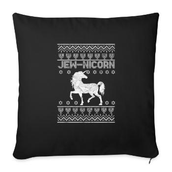 Hanoukka Licorne - Housse de coussin décorative 45 x 45 cm - noir - Devant