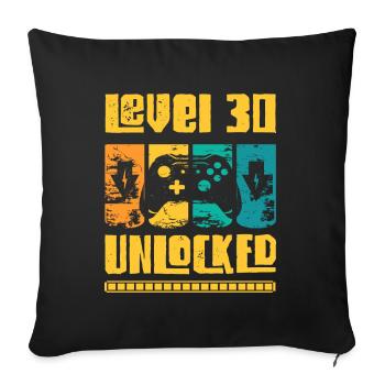 30th Birthday Retro Man Level 30 Unlocked - Sofa pillowcase 17,3'' x 17,3'' (45 x 45 cm) - black - Front