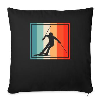 Ski Rétro - Housse de coussin décorative 45 x 45 cm - noir - Devant