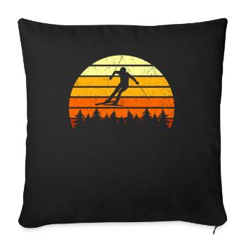 Ski Rétro - Housse de coussin décorative 45 x 45 cm - noir - Devant