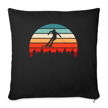 Ski Rétro - Housse de coussin décorative 45 x 45 cm - noir - Devant