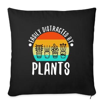 Facilement distrait par les plantes - Housse de coussin décorative 45 x 45 cm - noir - Devant