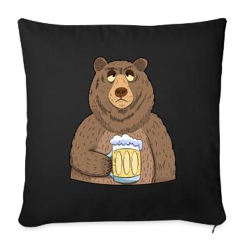 bear beer funny beer drinking bear beer - Sofa pillowcase 17,3'' x 17,3'' (45 x 45 cm) - black - Front