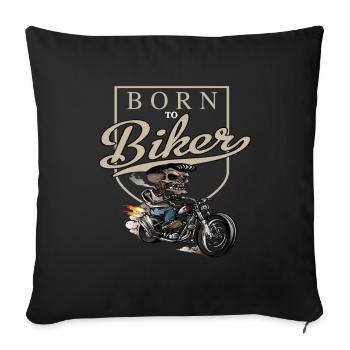 Né pour motard - Housse de coussin décorative 45 x 45 cm - noir - Devant