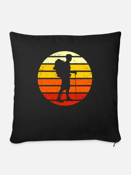 Wanderer Retro Silhouette - Sofakissenbezug 45 x 45 cm - Schwarz