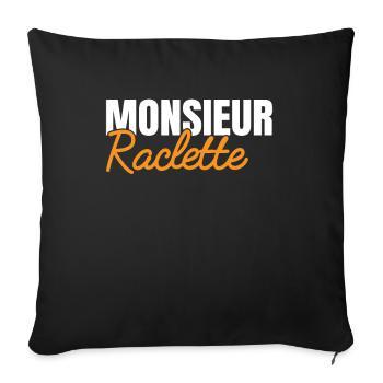 Monsieur Raclette Idée Cadeau Homme Humour Fromage - Housse de coussin décorative 45 x 45 cm - noir - Devant