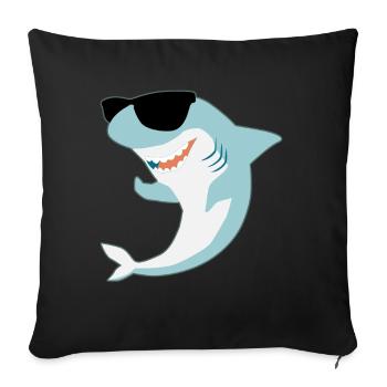 Megalodon with sunglasses shark - Sofa pillowcase 17,3'' x 17,3'' (45 x 45 cm) - black - Front