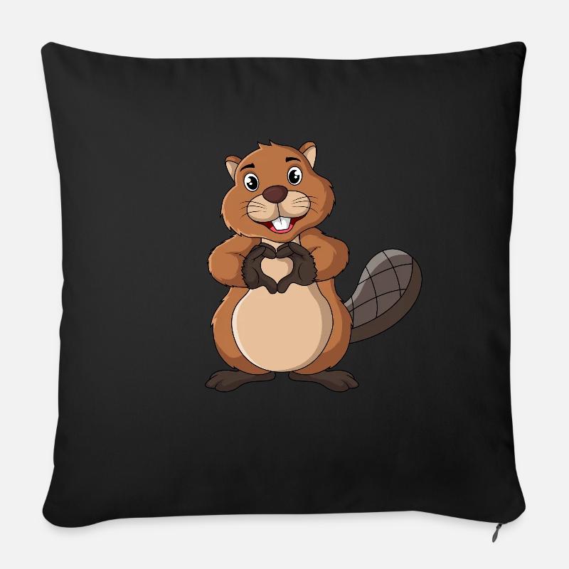 Biber Liebhaber Damen Kinder - Sofakissenbezug 45 x 45 cm - Schwarz