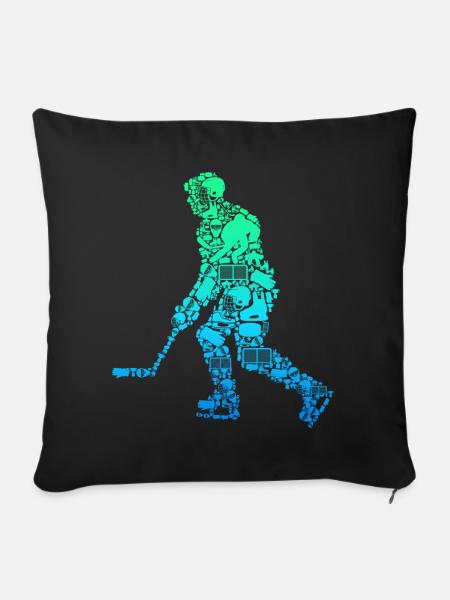 Eishockey Eishockeyspieler Kinder Jungen - Sofakissenbezug 45 x 45 cm - Schwarz