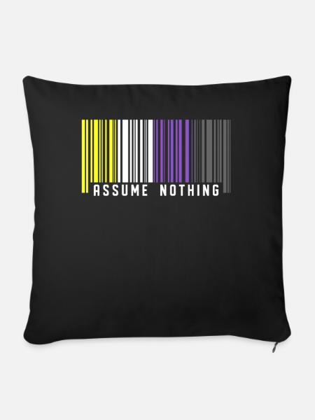 Nonbinary | Nichtbinärer Stolz Barcode Flagge - Sofakissenbezug 45 x 45 cm - Schwarz